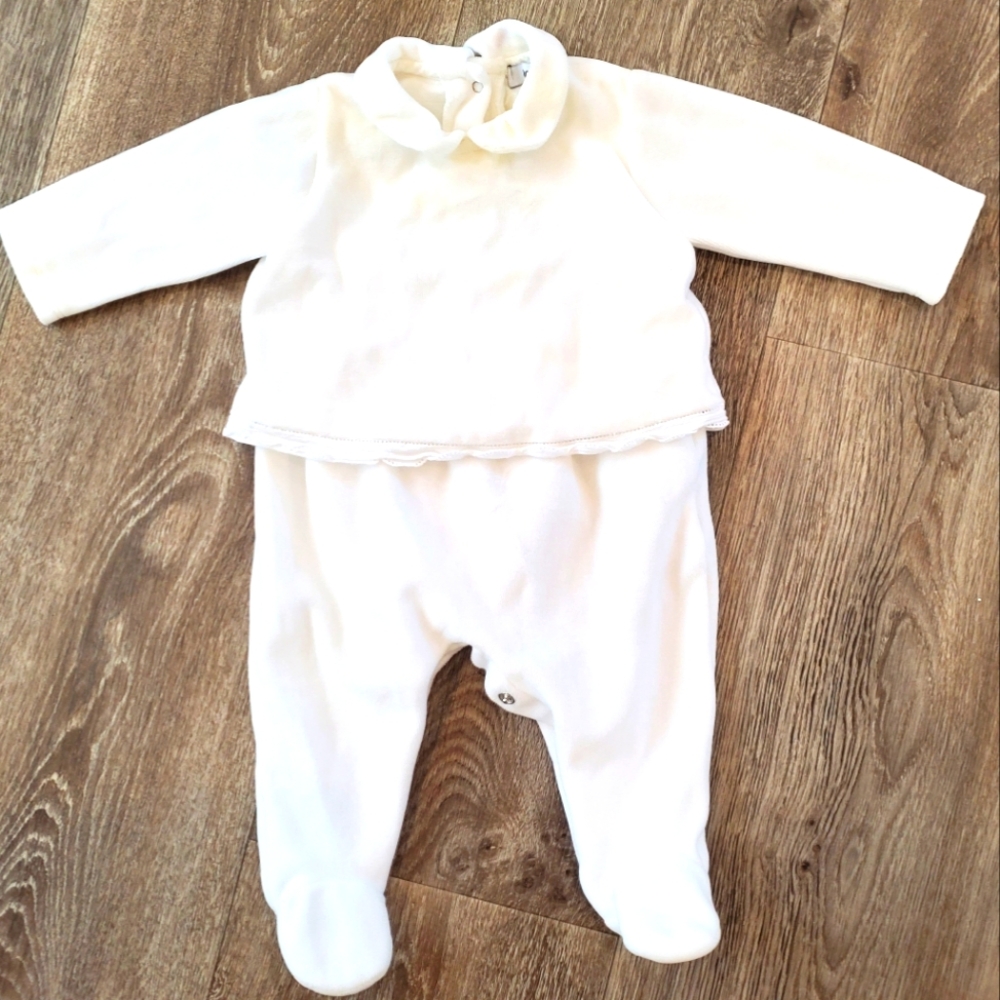 Knot white velour footed sleeper stretchy playsuit sz 3m